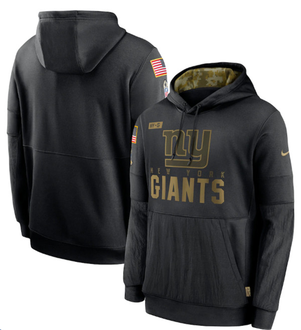 Men's New York Giants 2020 Black Salute to Service Sideline Performance Pullover NFL Hoodie